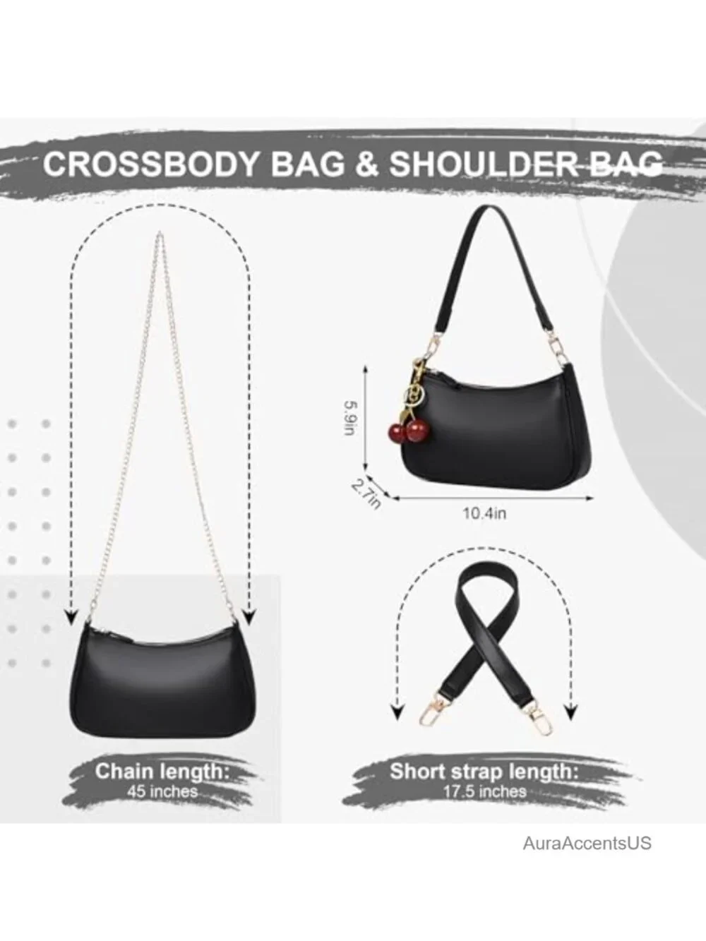 PU Leather Cherry Hobo Crossbody with Detachable Straps Cherry Charm